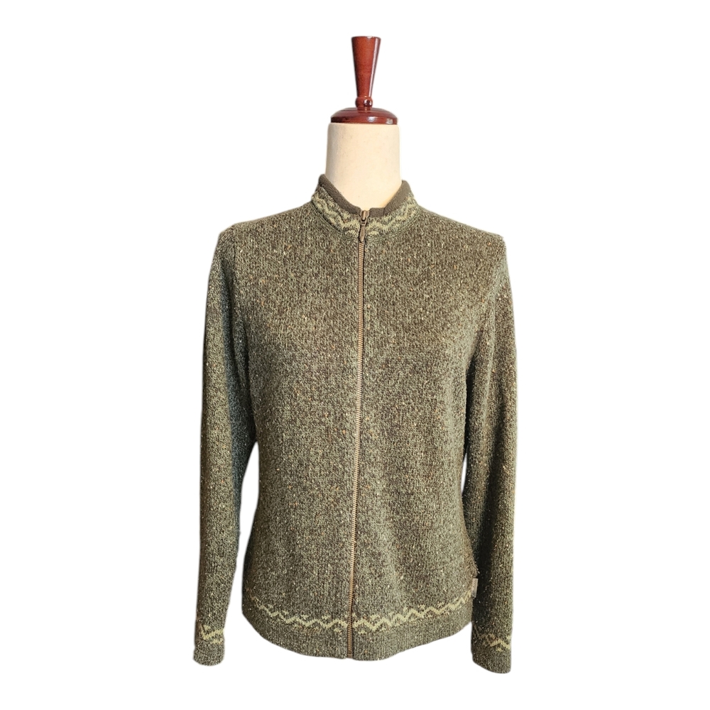 woolrich Green Zip-Up Sweater, small